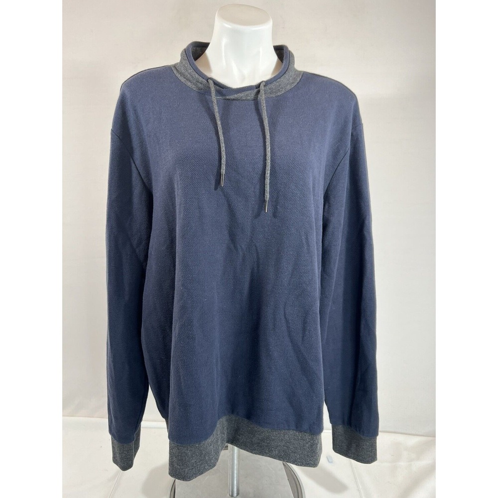 Robert Barakett Mens Pullover XXL Blue Gray Drawstring‎ Premium Casual Luxe